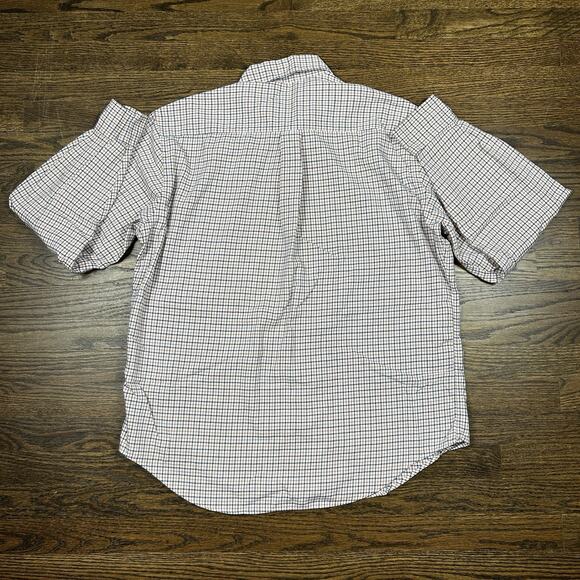 LL Bean Shirt Mens Large Cotton Brown Black Stripe Button up Long Sleeve Classic - Picture 9 of 9